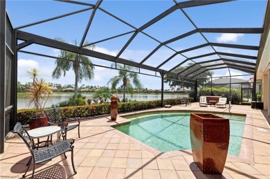 This sought-after Aragon model sits on a premium lakefront lot on Estero Country Club in Florida - for sale on GolfHomes.com, golf home, golf lot