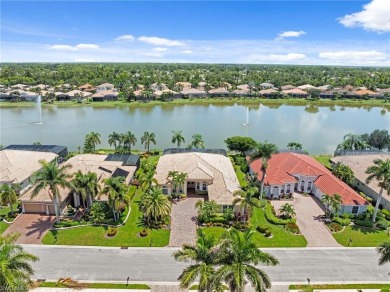 This sought-after Aragon model sits on a premium lakefront lot on Estero Country Club in Florida - for sale on GolfHomes.com, golf home, golf lot