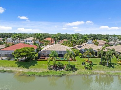 This sought-after Aragon model sits on a premium lakefront lot on Estero Country Club in Florida - for sale on GolfHomes.com, golf home, golf lot