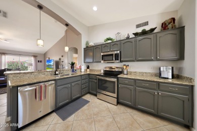 This beautifully updated Furnished extended Oakmont model is on Tuscany Falls At Pebble Creek in Arizona - for sale on GolfHomes.com, golf home, golf lot