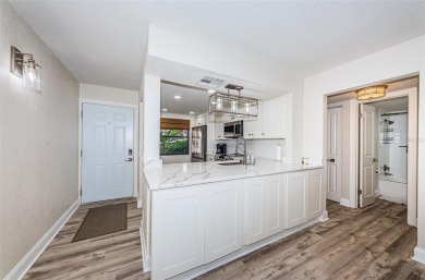 Tastefully remodeled in 2022 with high-end finishes, this ground on Isla Del Sol Yacht and Country Club in Florida - for sale on GolfHomes.com, golf home, golf lot
