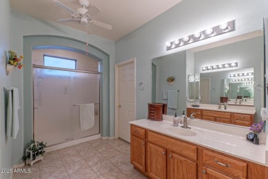 This popular Sienna floor plan sits on a peaceful common area on Tuscany Falls At Pebble Creek in Arizona - for sale on GolfHomes.com, golf home, golf lot