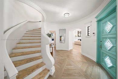Rare mediterranean estate exuding sophistication and beach vibes on Miami Beach Golf Club in Florida - for sale on GolfHomes.com, golf home, golf lot