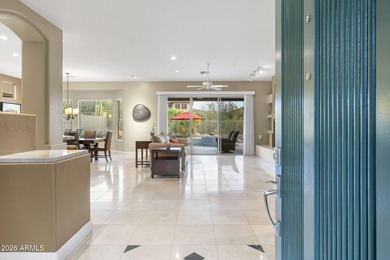 Backing to a wash w/ Mountain Views, this stunning great-room on Sanctuary Golf Course At WestWorld in Arizona - for sale on GolfHomes.com, golf home, golf lot