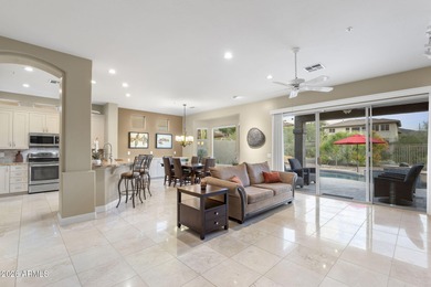 Backing to a wash w/ Mountain Views, this stunning great-room on Sanctuary Golf Course At WestWorld in Arizona - for sale on GolfHomes.com, golf home, golf lot