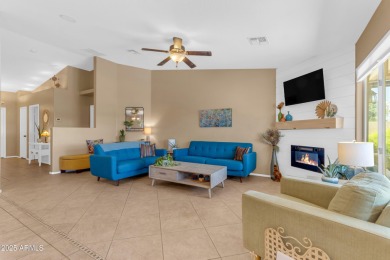 This single level home in The Villages at Queen Creek sits on a on Las Colinas Golf Club in Arizona - for sale on GolfHomes.com, golf home, golf lot