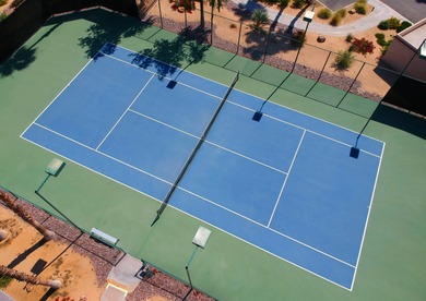 Dramatic lake, fairway and views of the Santa Rosa Mountains on Palm Royale Country Club in California - for sale on GolfHomes.com, golf home, golf lot