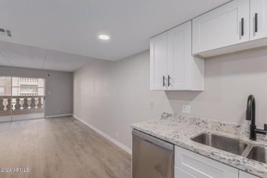 Experience luxury living in this fully remodeled 1-bedroom on Scottsdale Shadows in Arizona - for sale on GolfHomes.com, golf home, golf lot