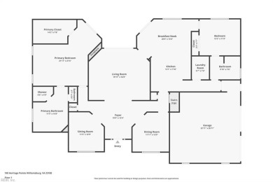 The floor plan at 180 Heritage Point offers mostly main floor on Fords Colony Country Club in Virginia - for sale on GolfHomes.com, golf home, golf lot