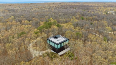 As the leaves fill in the forest canopy, the 3-story *Sky Box,* on Atlantic Golf Club in New York - for sale on GolfHomes.com, golf home, golf lot
