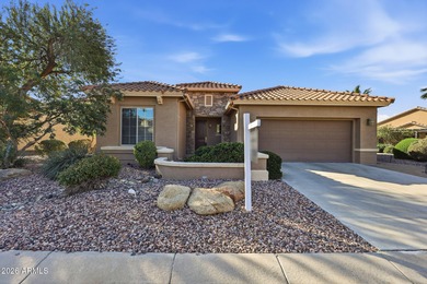 Welcome home to this beautifully upgraded Newport model, nestled on Tuscany Falls At Pebble Creek in Arizona - for sale on GolfHomes.com, golf home, golf lot