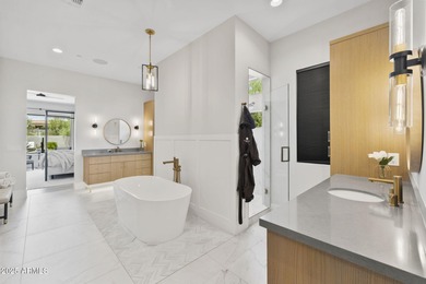 Built in 2021 on 1.73 acres, this contemporary retreat is on Desert Highlands Golf Club in Arizona - for sale on GolfHomes.com, golf home, golf lot