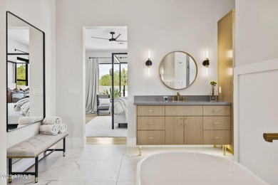 Built in 2021 on 1.73 acres, this contemporary retreat is on Desert Highlands Golf Club in Arizona - for sale on GolfHomes.com, golf home, golf lot