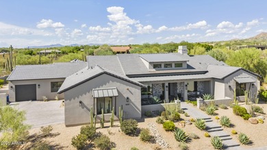 Built in 2021 on 1.73 acres, this contemporary retreat is on Desert Highlands Golf Club in Arizona - for sale on GolfHomes.com, golf home, golf lot