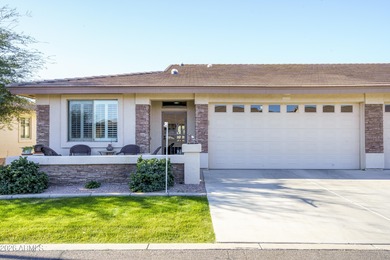 Sit on the north front patio and visit with friendly neighbors on Sunland Springs Golf Course  in Arizona - for sale on GolfHomes.com, golf home, golf lot