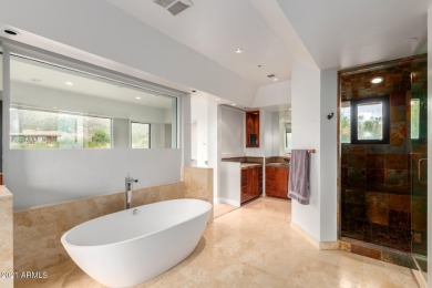 This contemporary home offers exceptionally elevated & stunning on Desert Mountain Golf Club - Renegade Course in Arizona - for sale on GolfHomes.com, golf home, golf lot