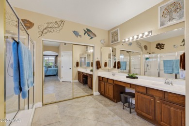 Charming home w/stone facade + extended paver front courtyard on Arizona Traditions Golf Club in Arizona - for sale on GolfHomes.com, golf home, golf lot