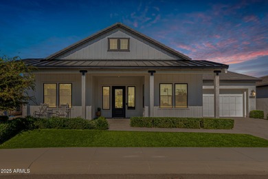 The modern Farmhouse ''St Helena'' model next to the Clubhouse on Sterling Grove Golf & Country Club in Arizona - for sale on GolfHomes.com, golf home, golf lot