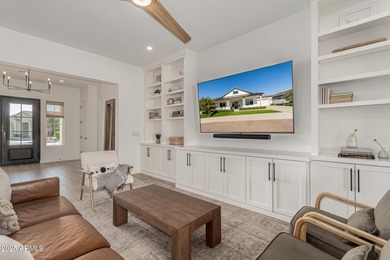 The modern Farmhouse ''St Helena'' model next to the Clubhouse on Sterling Grove Golf & Country Club in Arizona - for sale on GolfHomes.com, golf home, golf lot