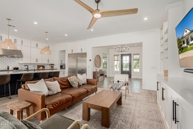 The modern Farmhouse ''St Helena'' model next to the Clubhouse on Sterling Grove Golf & Country Club in Arizona - for sale on GolfHomes.com, golf home, golf lot