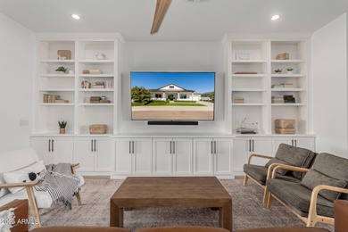 The modern Farmhouse ''St Helena'' model next to the Clubhouse on Sterling Grove Golf & Country Club in Arizona - for sale on GolfHomes.com, golf home, golf lot