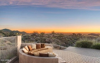 The Belgard pavers of the circular driveway lead up to this on Troon North Golf Club  in Arizona - for sale on GolfHomes.com, golf home, golf lot