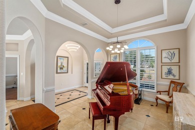 Heated pool with dual fountains. Golf course views with coastal on Craft Farms - Cypress Bend in Alabama - for sale on GolfHomes.com, golf home, golf lot