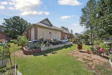 Enjoy the sunset from the back patio overlooking the 18th hole on Battle Creek Golf Course in Oklahoma - for sale on GolfHomes.com, golf home, golf lot