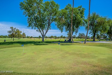 Energy-efficient home in Sun City showcases a large front yard on Sun City Riverview Golf Course in Arizona - for sale on GolfHomes.com, golf home, golf lot