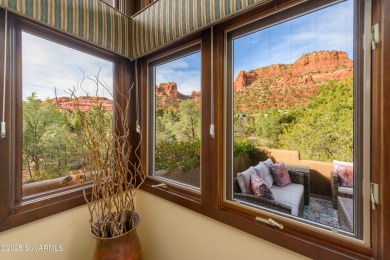 Open your private gated bridge to enter this beautiful oasis on Oakcreek Country Club in Arizona - for sale on GolfHomes.com, golf home, golf lot