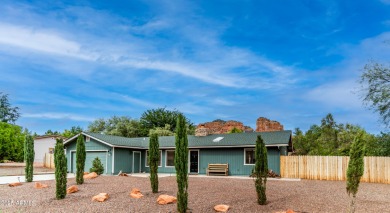 Discover a truly exceptional turnkey home nestled in a quiet on Oakcreek Country Club in Arizona - for sale on GolfHomes.com, golf home, golf lot