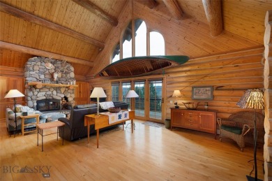 This charming log home, nestled in the trees and perched above on Big Sky of Montana Golf Course in Montana - for sale on GolfHomes.com, golf home, golf lot