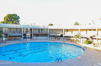 Love where you live in this mid-century modern 2 bedroom 2 bath on Sun City Lakes West and East in Arizona - for sale on GolfHomes.com, golf home, golf lot
