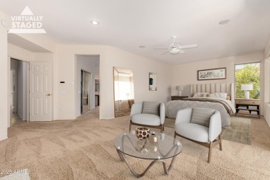 What a view! This spacious Mesquite model, overlooking the 18th on Desert Springs Golf Course in Arizona - for sale on GolfHomes.com, golf home, golf lot