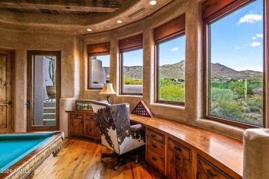 Masterful architecture by Lee Hutchison creating this Sonoran on Desert Mountain Golf Club - Renegade Course in Arizona - for sale on GolfHomes.com, golf home, golf lot