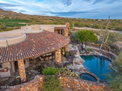 Masterful architecture by Lee Hutchison creating this Sonoran on Desert Mountain Golf Club - Renegade Course in Arizona - for sale on GolfHomes.com, golf home, golf lot