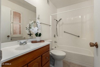 Welcome home to this light and bright 2-bedroom, 2-bath home on Sun City Lakes West and East in Arizona - for sale on GolfHomes.com, golf home, golf lot