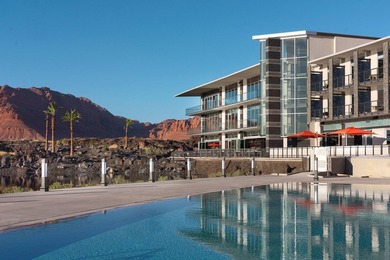 Striking contemporary new construction set on .66 acres with on Entrada at Snow Canyon in Utah - for sale on GolfHomes.com, golf home, golf lot