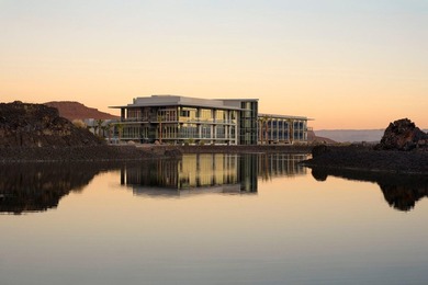 Striking contemporary new construction set on .66 acres with on Entrada at Snow Canyon in Utah - for sale on GolfHomes.com, golf home, golf lot